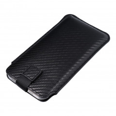 Apple iPhone 12 Etui universel Pocket Carbon Modèle de carbone  Noir 