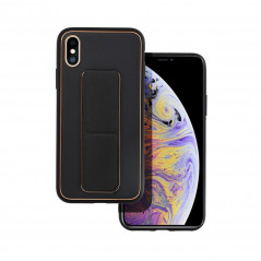 Apple iPhone XS Coque LEATHER Case Kickstand Noir