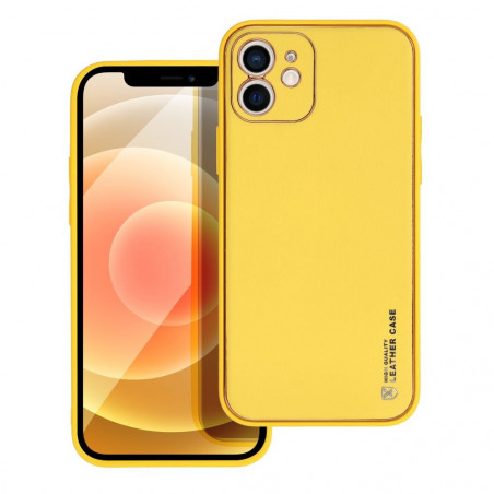 Apple iPhone 12 Coque Leather Jaune