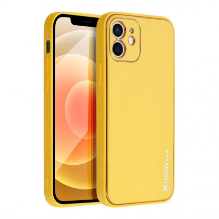 Apple iPhone 12 Coque Leather Jaune