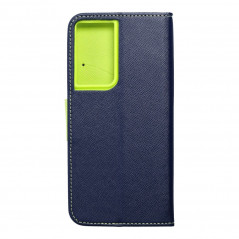Samsung Galaxy S21 Ultra 5G Portefeuilles Fancy Book Marine / Citron vert