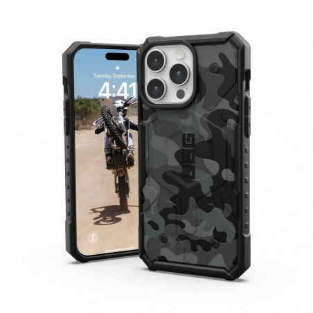 Apple iPhone 15 Pro Max Coque Urban Armor Gear Pathfinder Étui haut de gamme  MagSAFE  Camouflage de minuit