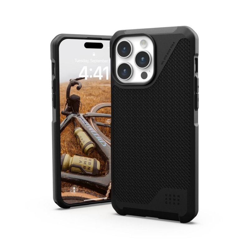 Apple iPhone 15 Pro Max Coque Urban Armor Gear Metropolis LT Étui haut de gamme  Noir kevlar