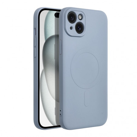 Apple iPhone 15 Plus Coque Silicone Mag Cover MagSAFE Bleu clair