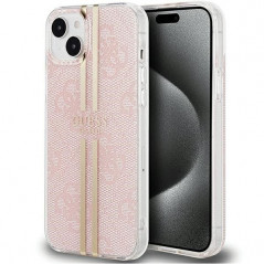 Apple iPhone 15 Plus Coque Guess 4G Gold Stripe Élégant Rose