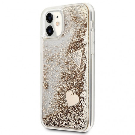 Apple iPhone 11 Coque Guess Liquide Glitter Charms Élégant  Or