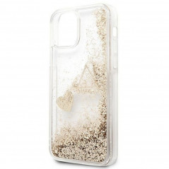 Apple iPhone 12 Coque Guess Liquide Glitter Charms Élégant  Or