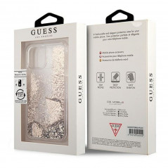 Apple iPhone 12 Coque Guess Liquide Glitter Charms Élégant  Or