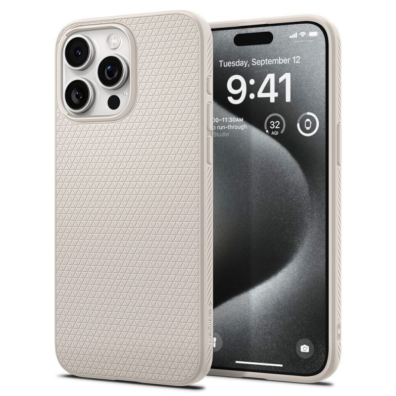Apple iPhone 15 Pro Coque Spigen  Liquid Air Titane naturel