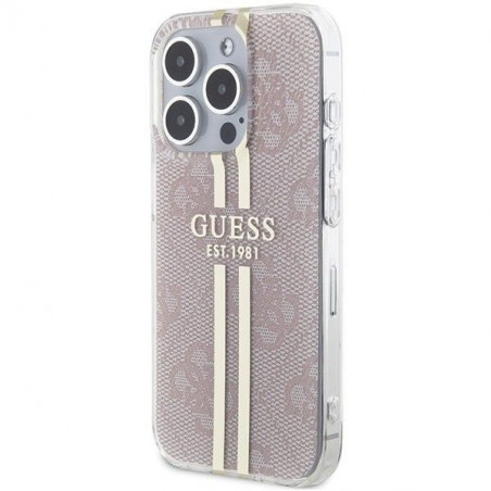 Apple iPhone 14 Pro Max Coque Guess 4G Gold Stripe Élégant  Rose