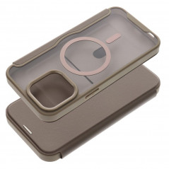 Apple iPhone 15 Pro Max Portefeuilles Smart Mag Book Élégant  MagSAFE  Titane