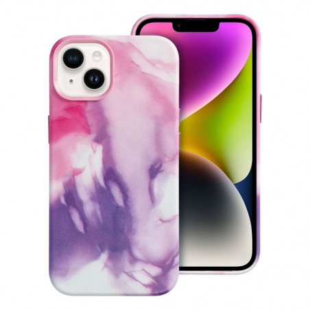 Apple iPhone 14 Coque Leather Mag Cover Élégant MagSAFE Éclaboussure violette