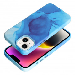 Apple iPhone 14 Coque Leather Mag Cover Élégant  MagSAFE  Éclaboussure bleue