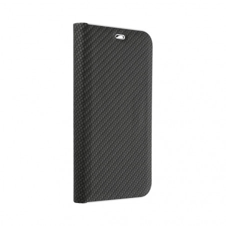 Apple iPhone 15 Plus Portefeuilles LUNA Book Carbon Fibre de carbone, Élégant  Noir