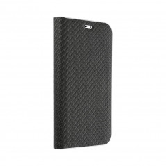 Samsung Galaxy S24 Portefeuilles LUNA Book Carbon Fibre de carbone, Élégant  Noir