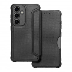 Samsung Galaxy S24 Portefeuilles Razor Book Fibre de carbone, Modèle de carbone  Noir