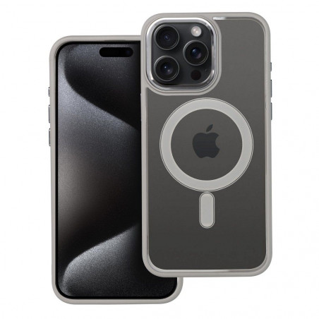 Apple iPhone 15 Pro Max Coque Color Edge Mag MagSAFE  Gris titane