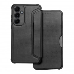Samsung Galaxy A55 Portefeuilles Razor Book Fibre de carbone, Modèle de carbone  Noir