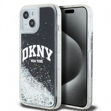 Apple iPhone 15 Coque DKNY Liquid Glitters Arch Logo Noir