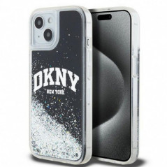 Apple iPhone 15 Plus Coque DKNY Liquid Glitters Arch Logo Noir