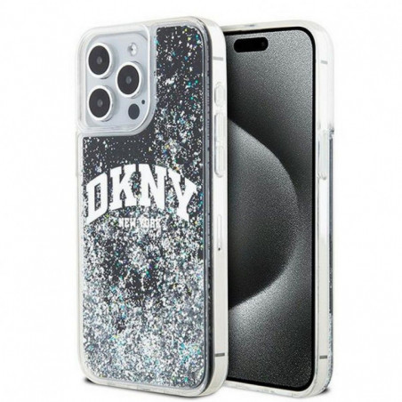 Apple iPhone 15 Pro Max Coque DKNY Liquid Glitters Arch Logo Noir