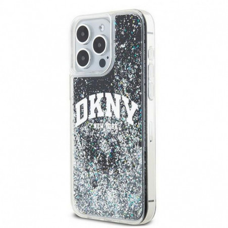 Apple iPhone 15 Pro Max Coque DKNY Liquid Glitters Arch Logo Noir