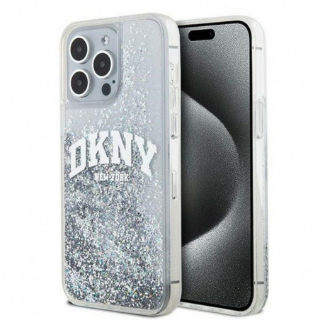 Apple iPhone 15 Pro Coque DKNY Liquid Glitters Arch Logo Blanc