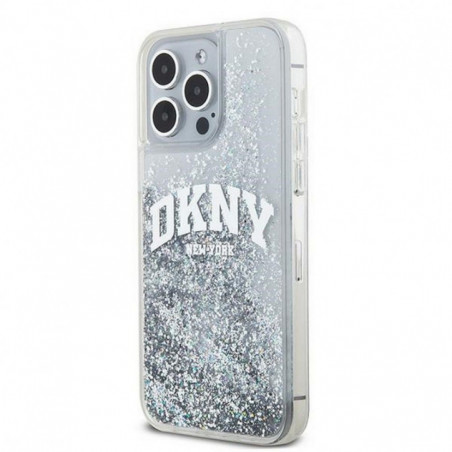 Apple iPhone 15 Pro Max Coque DKNY Liquid Glitters Arch Logo Blanc