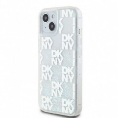 Apple iPhone 15 Coque DKNY Liquid Glitters Checkered Pattern Blanc