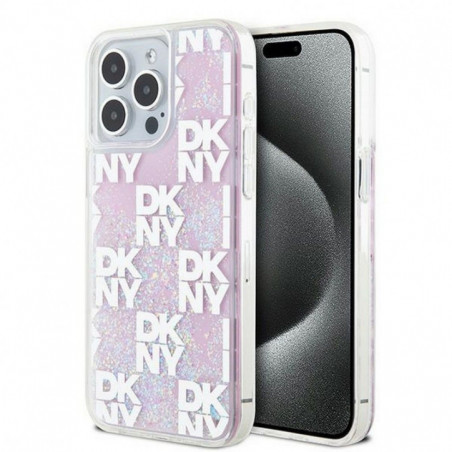 Apple iPhone 15 Pro Max Coque DKNY Liquid Glitters Checkered Pattern Rose