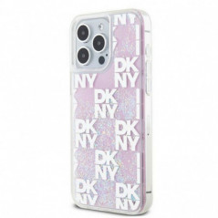 Apple iPhone 15 Pro Max Coque DKNY Liquid Glitters Checkered Pattern Rose