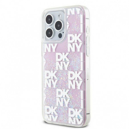 Apple iPhone 15 Pro Max Coque DKNY Liquid Glitters Checkered Pattern Rose