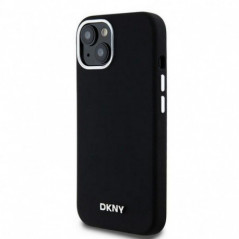Apple iPhone 15 Coque DKNY Silicone Horizontal Metal Logo MagSAFE  Noir
