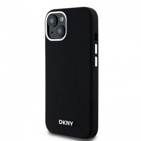 Apple iPhone 15 Plus Coque DKNY Silicone Horizontal Metal Logo MagSAFE  Noir