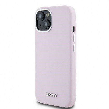 Apple iPhone 15 Plus Coque DKNY Silicone Horizontal Metal Logo MagSAFE  Rose