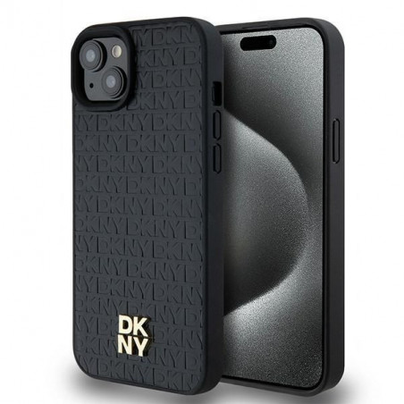 Apple iPhone 15 Coque DKNY Pu Repeat Pattern Stack Logo MagSAFE Noir