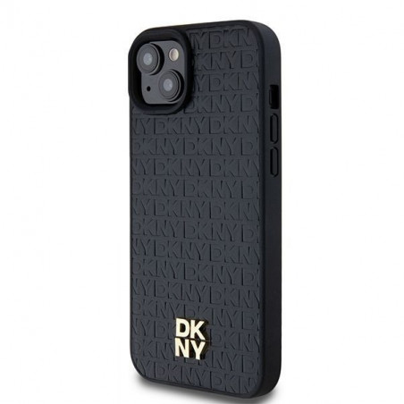 Apple iPhone 15 Coque DKNY Pu Repeat Pattern Stack Logo MagSAFE Noir