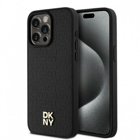 Apple iPhone 15 Pro Max Coque DKNY Pu Repeat Pattern Stack Logo MagSAFE Noir