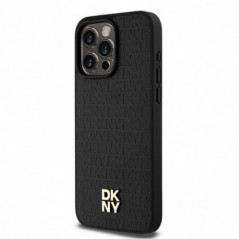 Apple iPhone 15 Pro Max Coque DKNY Pu Repeat Pattern Stack Logo MagSAFE Noir