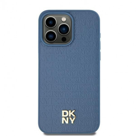 Apple iPhone 15 Coque DKNY Pu Repeat Pattern Stack Logo MagSAFE Bleu