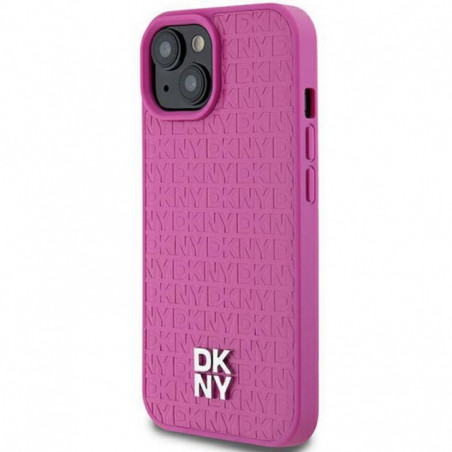 Apple iPhone 15 Coque DKNY Pu Repeat Pattern Stack Logo MagSAFE Rose
