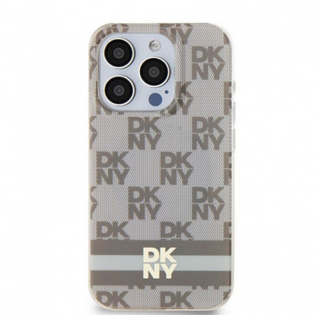 Apple iPhone 13 Pro Coque DKNY Checkered Pattern Printed Stripes MagSAFE  Beige
