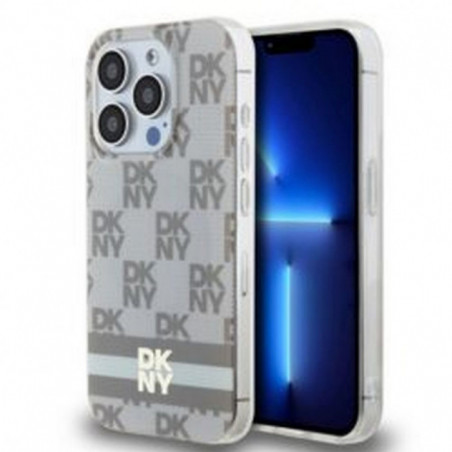 Apple iPhone 13 Pro Max Coque DKNY Checkered Pattern Printed Stripes MagSAFE  Beige