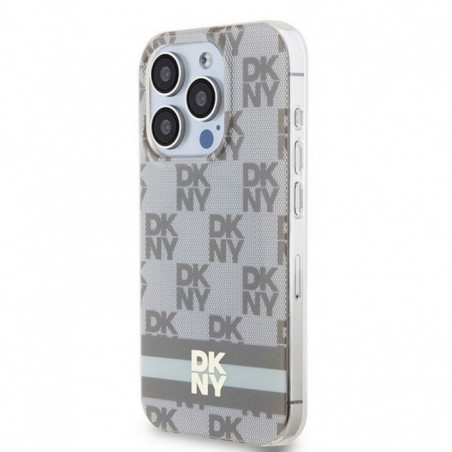 Apple iPhone 13 Pro Max Coque DKNY Checkered Pattern Printed Stripes MagSAFE  Beige