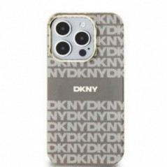 Apple iPhone 15 Coque DKNY Repeat Texture Pattern Stripe MagSAFE  Beige