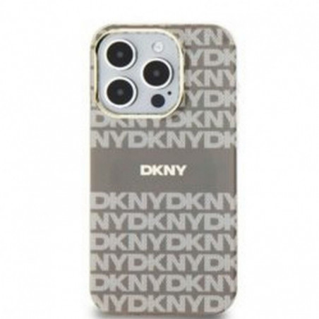 Apple iPhone 15 Coque DKNY Repeat Texture Pattern Stripe MagSAFE  Beige