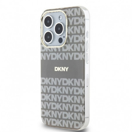 Apple iPhone 15 Pro Coque DKNY Repeat Texture Pattern Stripe MagSAFE  Beige