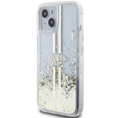 Apple iPhone 15 Coque Guess Liquid Glitter Gold Stripes Transparent