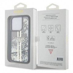 Apple iPhone 15 Pro Coque Guess Liquid Glitter Gold Stripes Noir