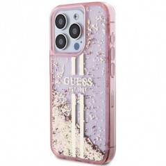 Apple iPhone 15 Pro Coque Guess Liquid Glitter Gold Stripes Rose